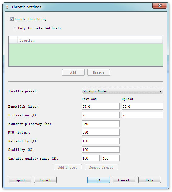 Throttle Settings