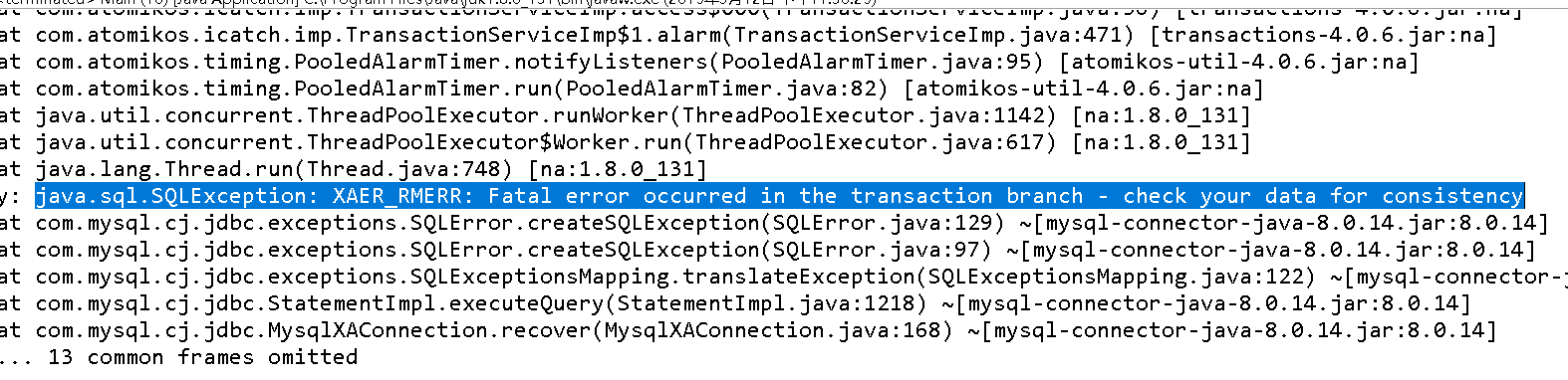 springboot多数据源分布式事务报 Fatal error occurred in the transaction branch-check your data for consistency