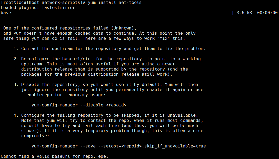 Cannot find a valid baseurl for repo. Cannot find a valid baseurl for repo