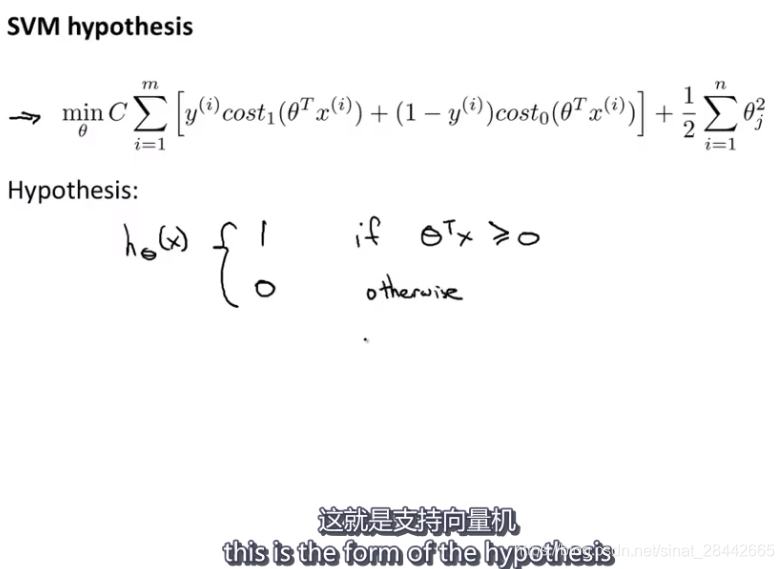 SVM假设函数的形式