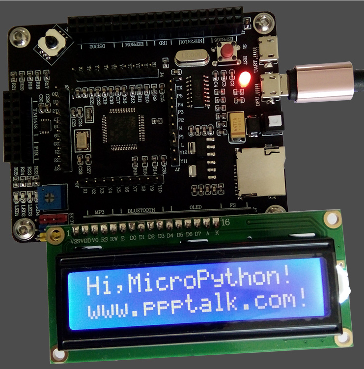 Micro Python 入门教程-pyboard V1.1控制LCD1602液晶显示模块_micropython的lcd1602驱动模块 ...