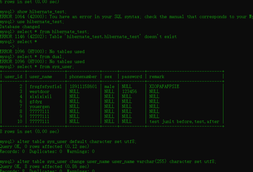 关于hibernate中插入数据乱码的解决Incorrect string value: '\xE5\x98\xBB\xE5\x98\xBB' for column 'user_name' at ro