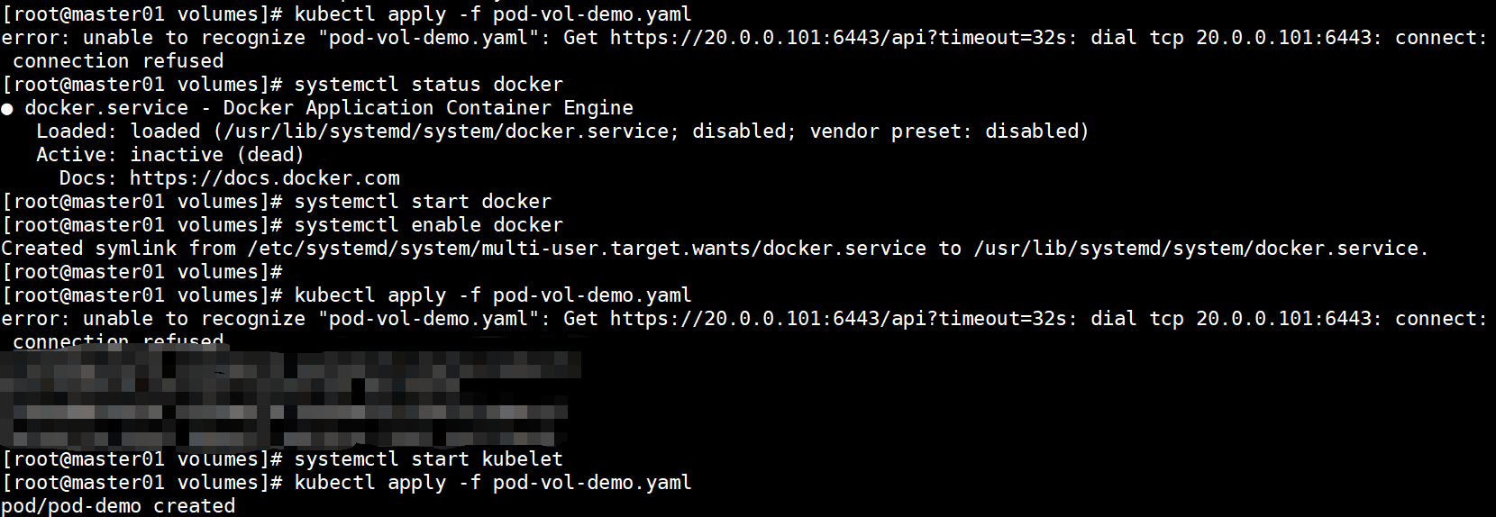 error unable to recognize "podvoldemo.yaml" Get https//20.0.0.101
