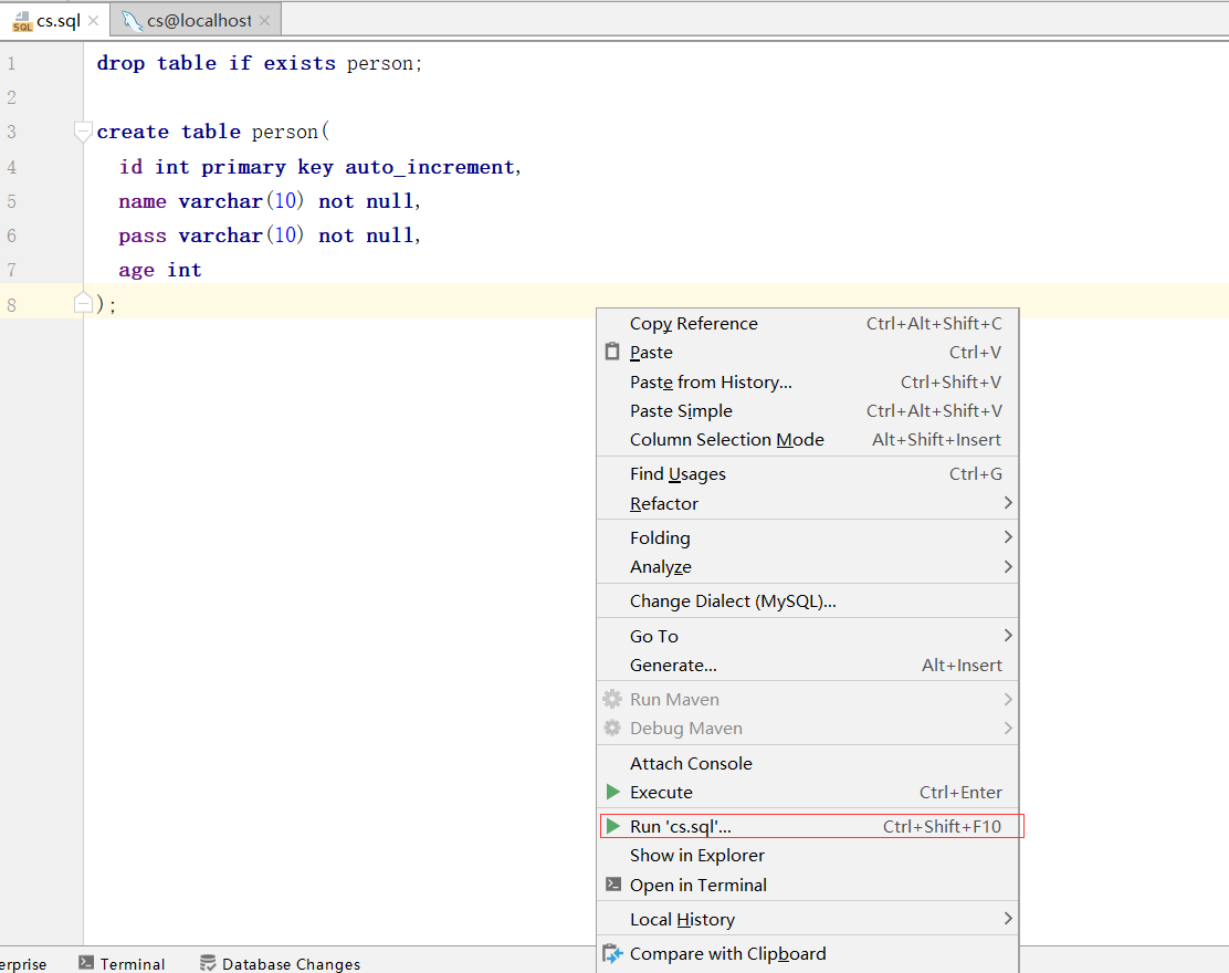 IDEA执行sql脚本_intellij idea ce 创建sql脚本项目-CSDN博客