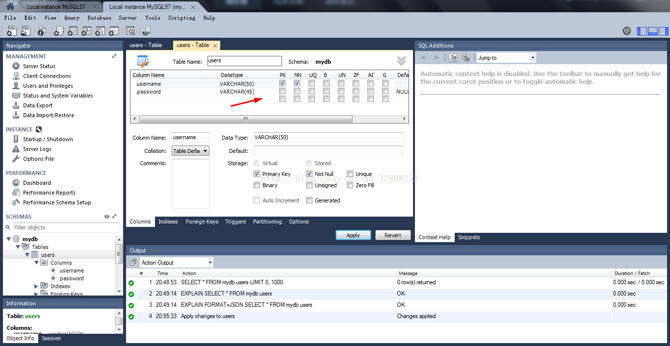用mysql workbench往表中增删查改数据