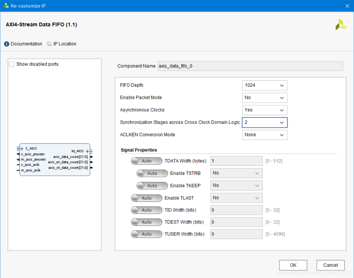 AXI4-Stream Data FIFO 配置