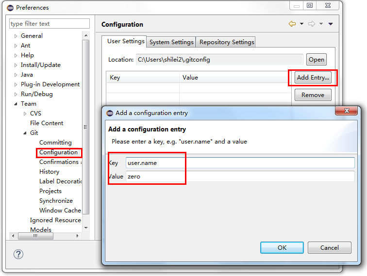 eclipse git configuration