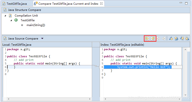 compare with git index