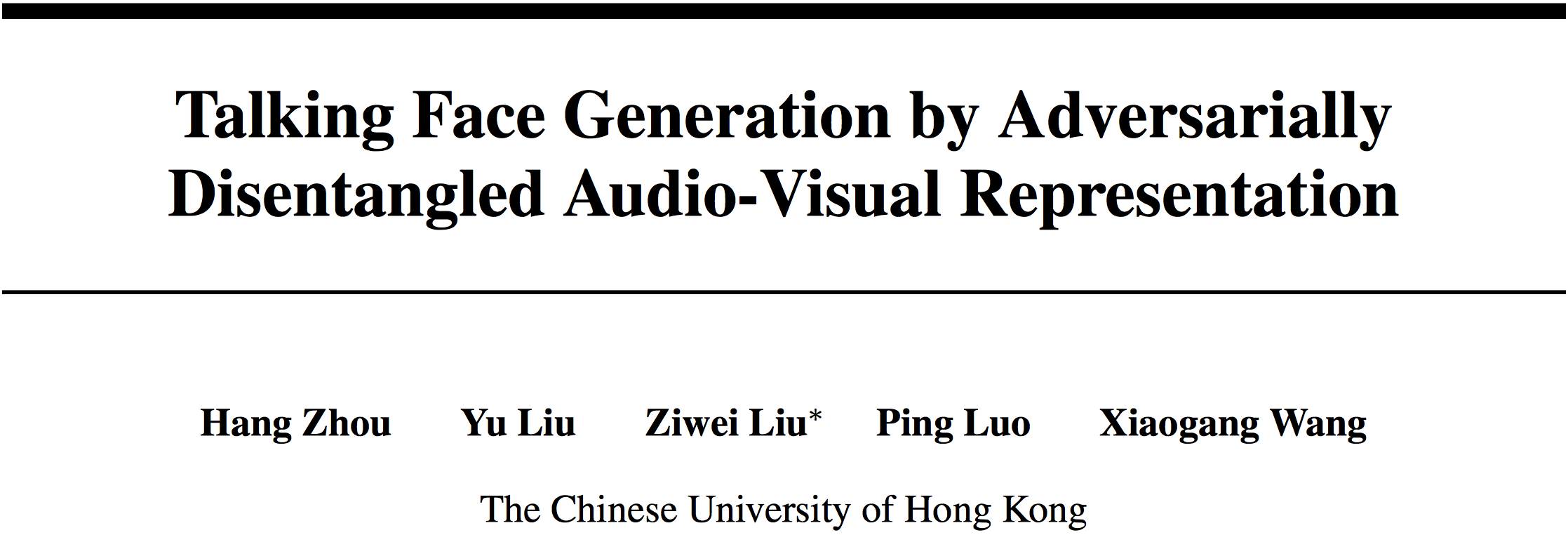 论文阅读：Talking Face Generation by Adversarially Disentangled Audio-Visual Representation