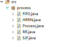 Java模拟进程调度FIFO先进先出，SJF最短时间优先，RR时间片轮换以及HRRN最高响应比算法