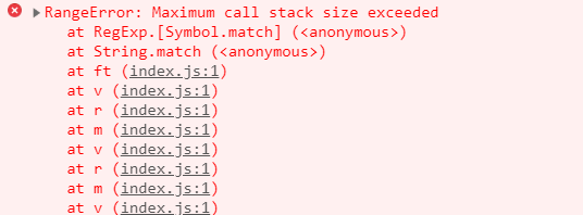 maximum call stack size exceeded