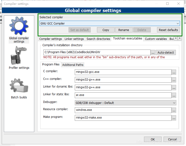 codeblocks安装之后打 can't find compiler GUN GCC Complier或 GDC D Complier 解决 ...