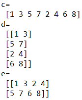 python中矩阵合并、拼接、组合