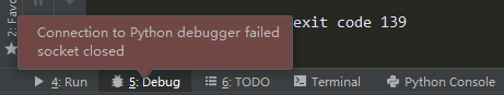 Connection to Python debugger failed soket closed