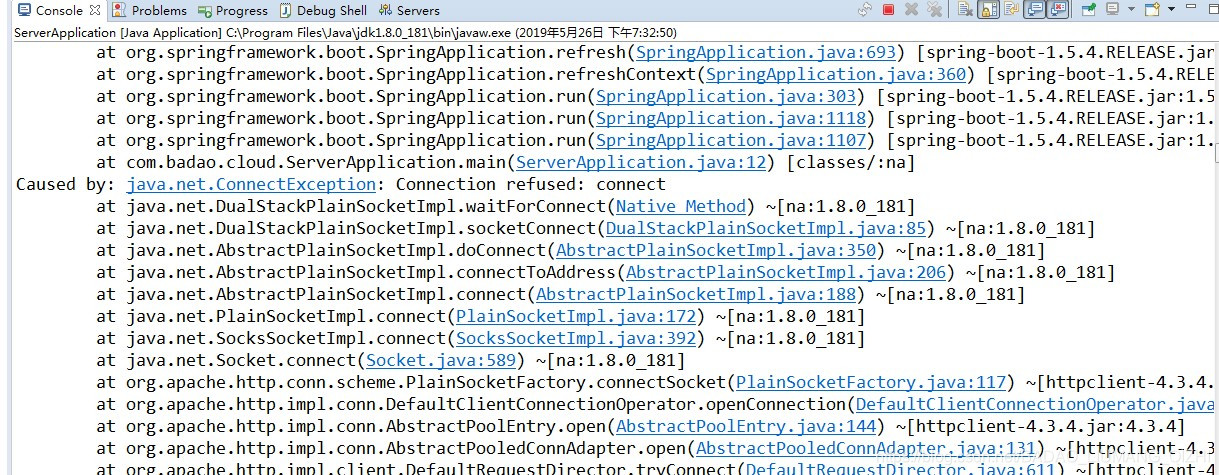 Eureka服务器端启动时报错:Connection refused :connect-CSDN博客