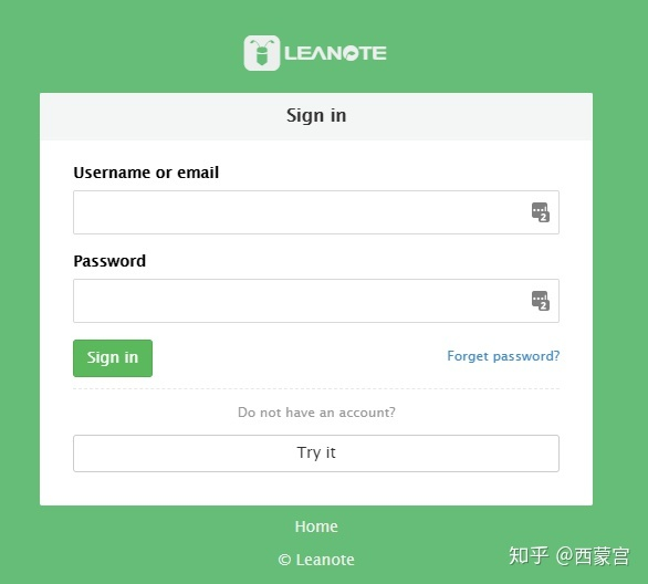 leanote登录界面