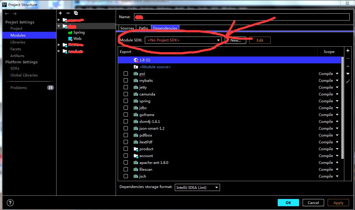 在project structure中添加sdk