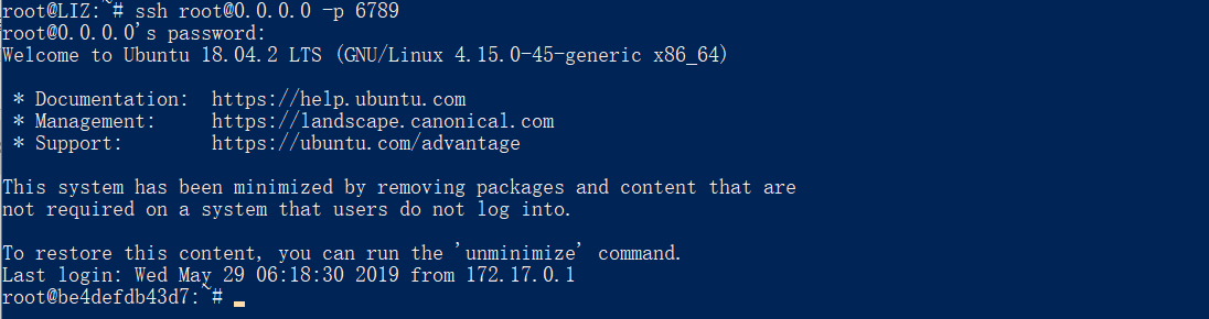 Docker Ubuntu上安装ssh和连接ssh