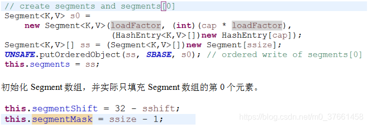 初始化Segment数组，并实际只填充Segment数组的第0个元素。