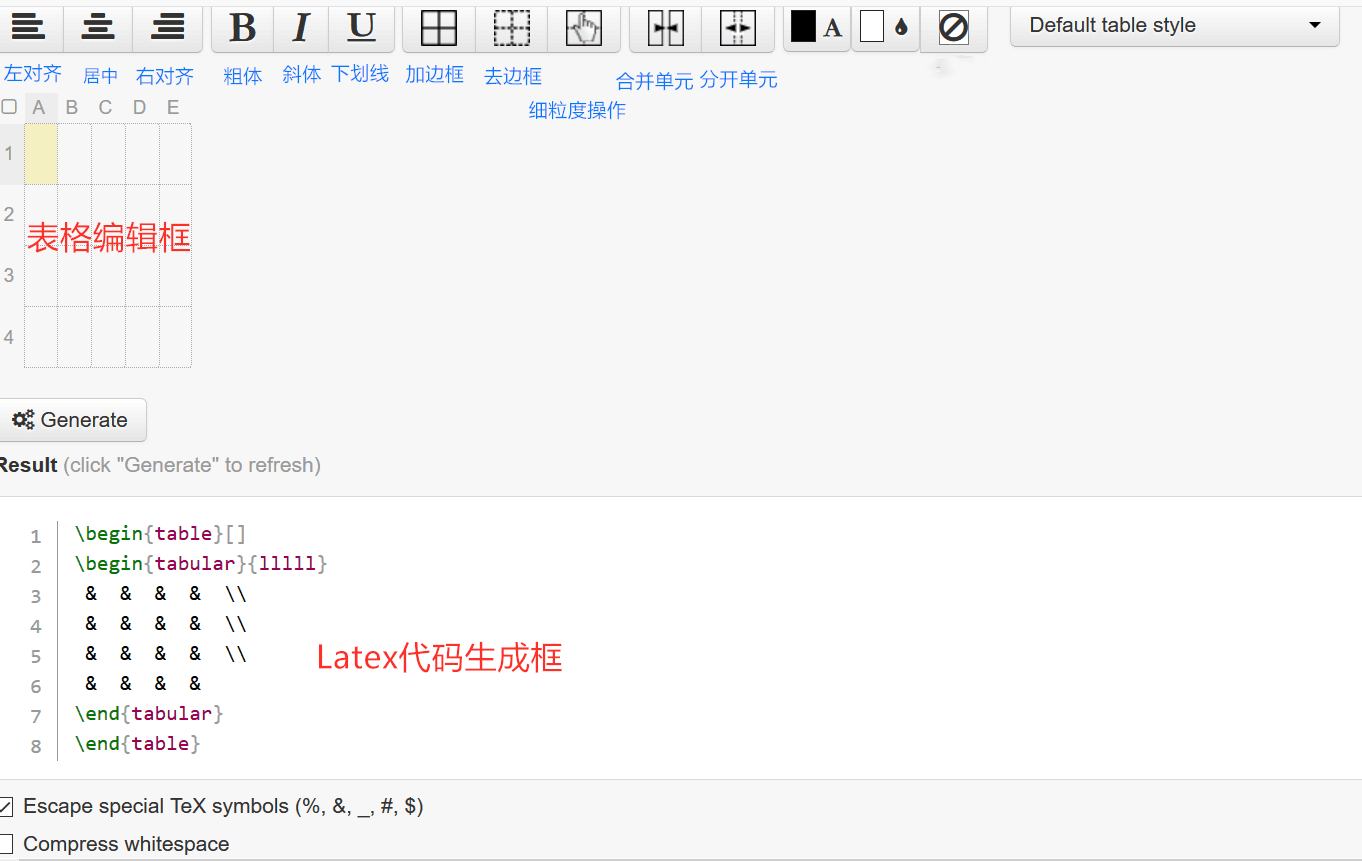 Latex Table Generator