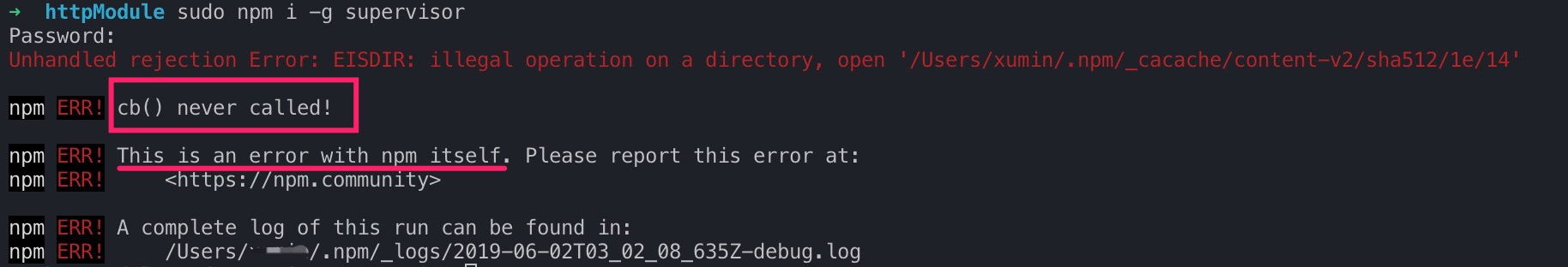 npm install时cb() never called!错误解决方法-CSDN博客