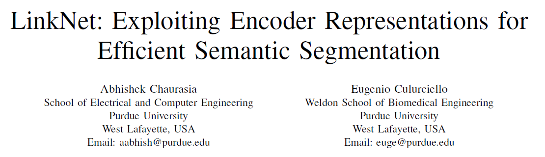 图像分割论文阅读 Linknet Exploiting Encoder Representations For Efficient Semantic Segmentation Ray Csdn博客