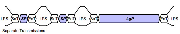 不使能EoT，分开发送2个短包SP，1个长包lgP
