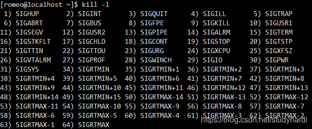 Linux支持的所有信号