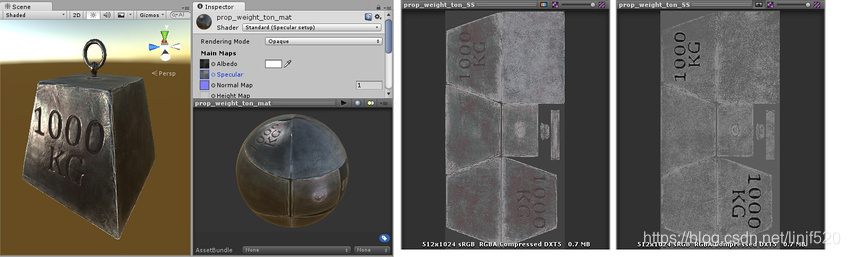 The same model, but with a specular map assigned, instead of using a constant value.