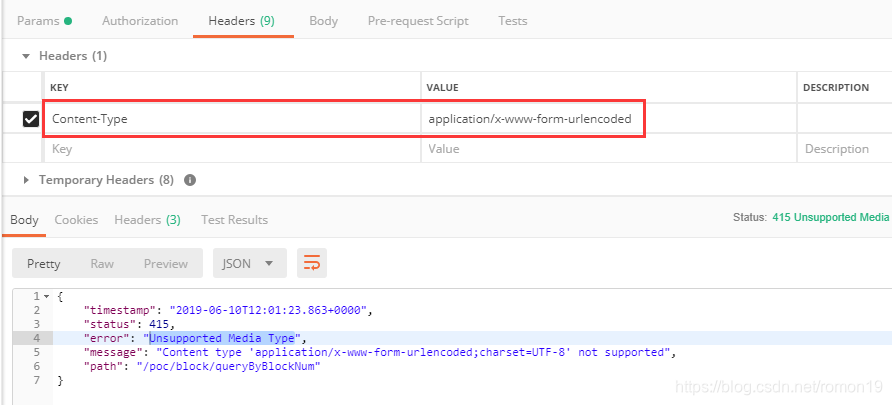 Unsupported request. Error 415. Postman content Type в body. 415 Unsupported Media Type. X-www-form-urlencoded.