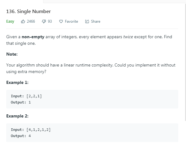 LeetCode 136  Single Number