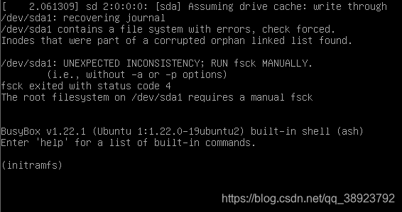 ubuntu开机出现initramfs解决办法