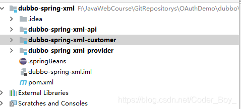 dubbo整合spring-xml版项目结构