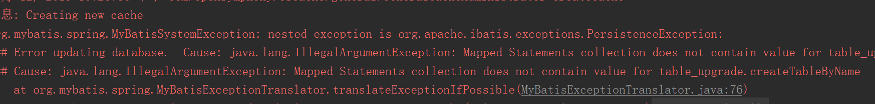 Cause: java.lang.IllegalArgumentException: Mapped Statements collection does not contain value for t