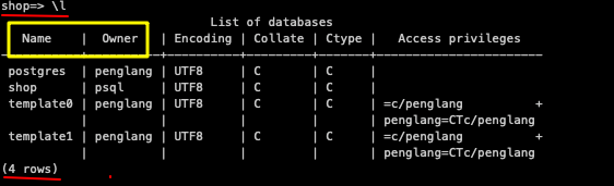 PostgerSql 显示所有的库