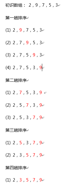 冒泡排序过程模拟