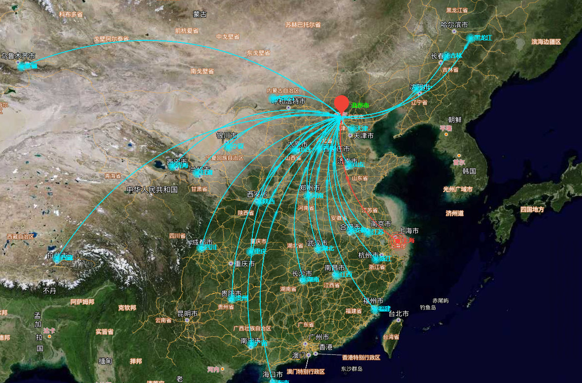 echarts迁徙图将天地图作为底图