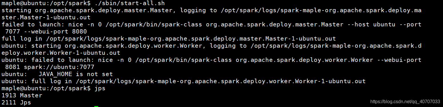 Spark启动的时候出现failed to launch: nice -n 0 /soft/spark/bin/spark-class org ...