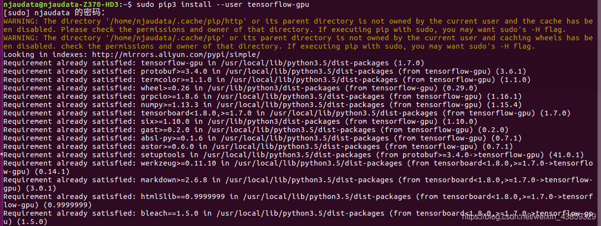 ubuntu16.04安装并检测TensorFlow是否成功,遇到的问题并解决问题_如何判断tensorflow是否安装成功 ubuntu ...