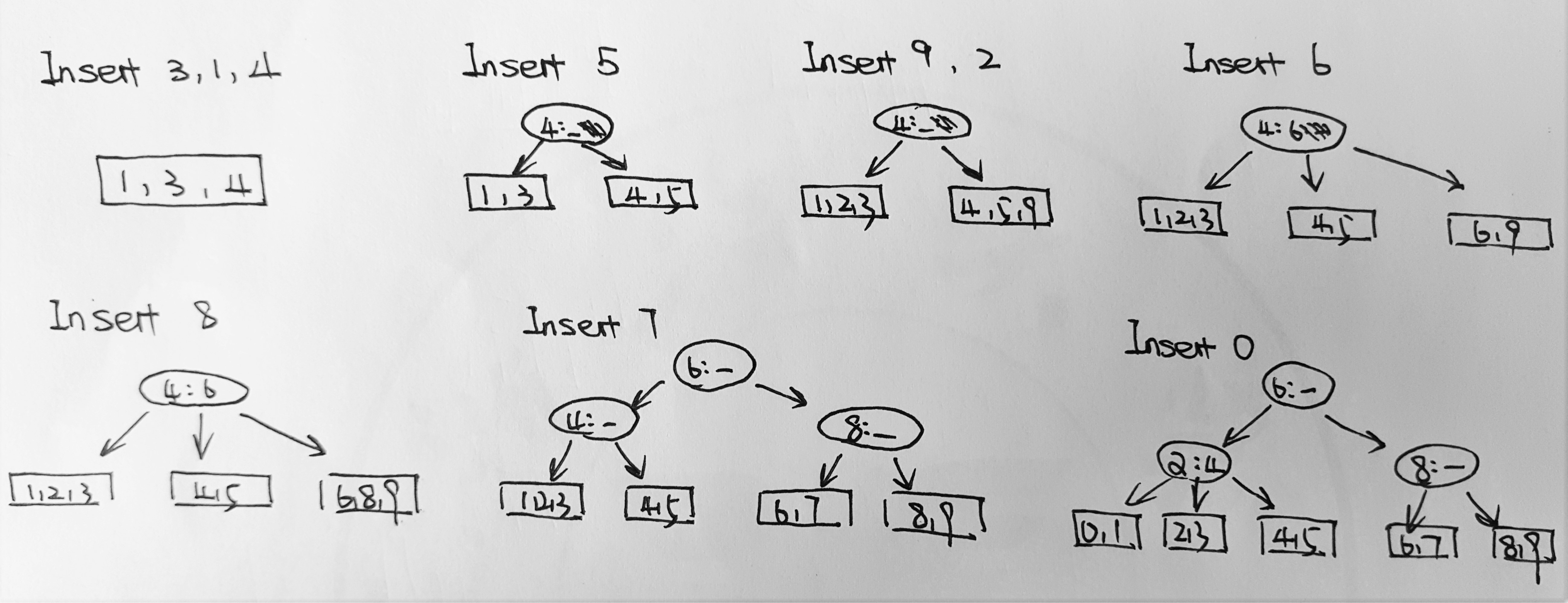 B+ Tree_insert 3, 1, 4, 5, 9, 2, 6, 8, 7, 0 into an initia-CSDN博客