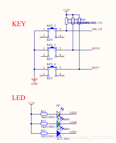 LED与KEY的硬件接线图