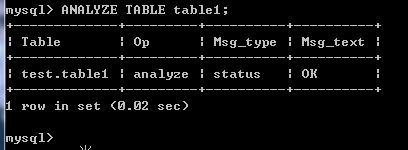 ANALYZE TABLE