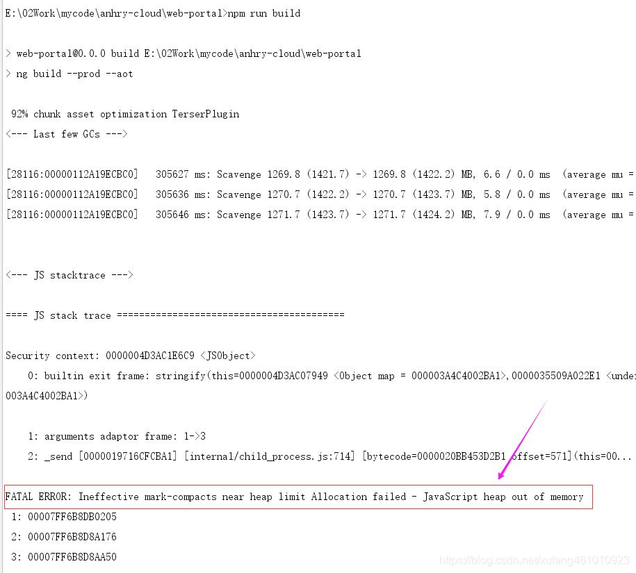 FATAL ERROR: Ineffective mark-compacts near heap limit Allocation ...