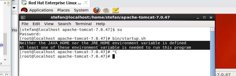 Linux启动tomcat报错：Neither the JAVA_HOME nor the JRE_HOME environment