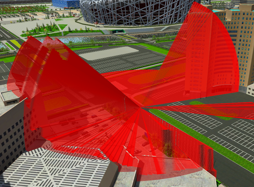 2,在"三维分析"选项卡上的"空间分析"组,单击"开敞度分析"按钮,弹出"