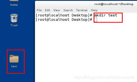 新建一个目录，目录名称为test