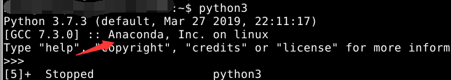 如果没有出现Anaconda，则在相应位置会出现linux，表示启动的linux的python