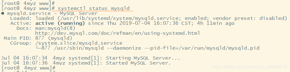 mysql启动状态