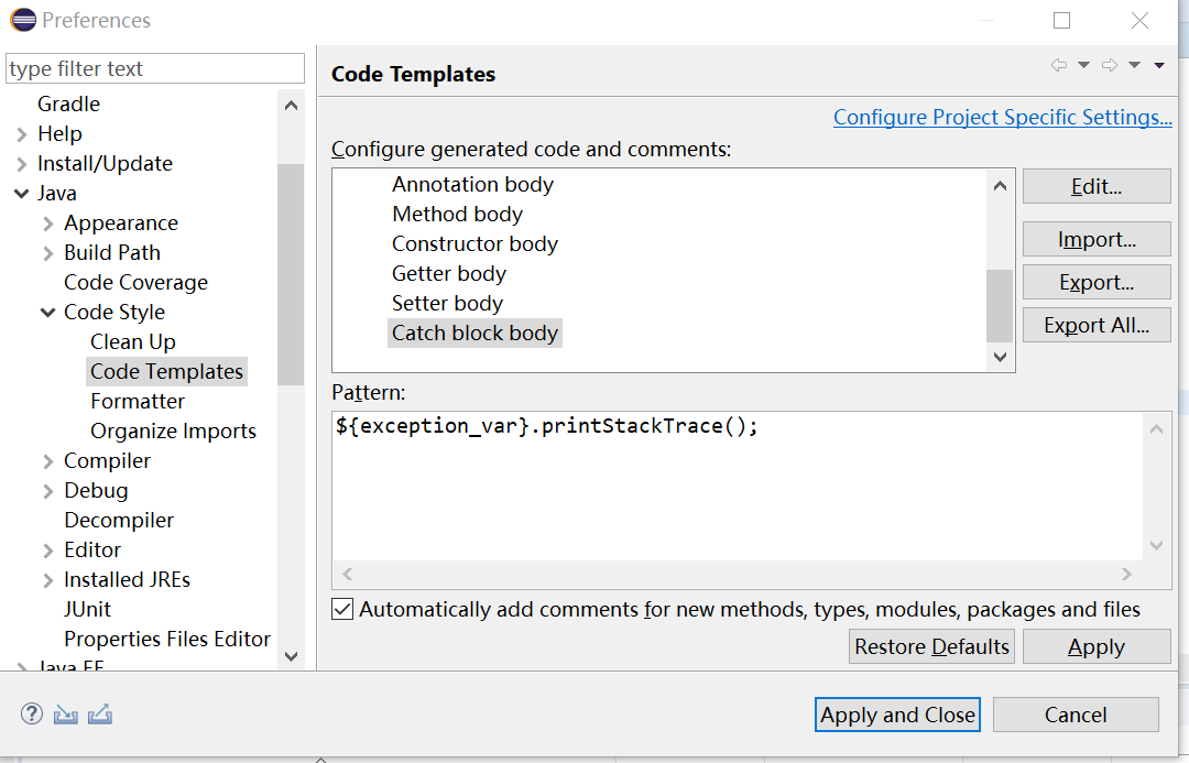 删除Eclipse捕捉异常时自动生成的// TODO Autogenerated catch blockCSDN博客